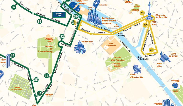 Yellow Buses Paris - Yellow Route